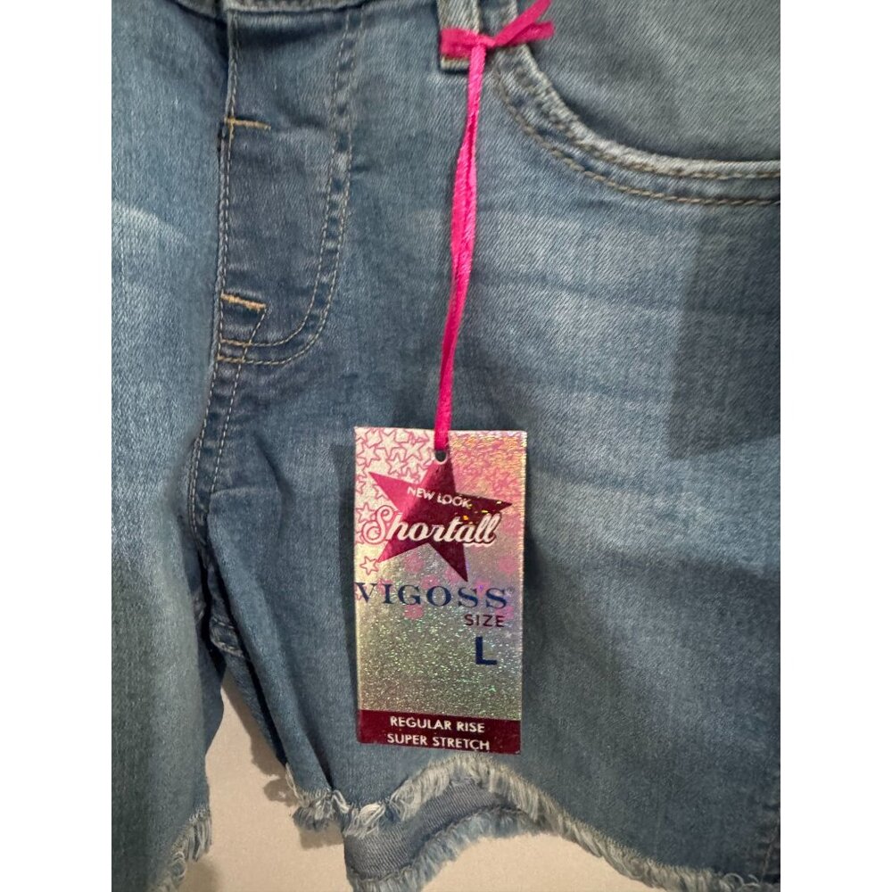 Vigoss Girls Denim Shortalls Size L Regular Rise Super Stretch Blue - Picture 2 of 6